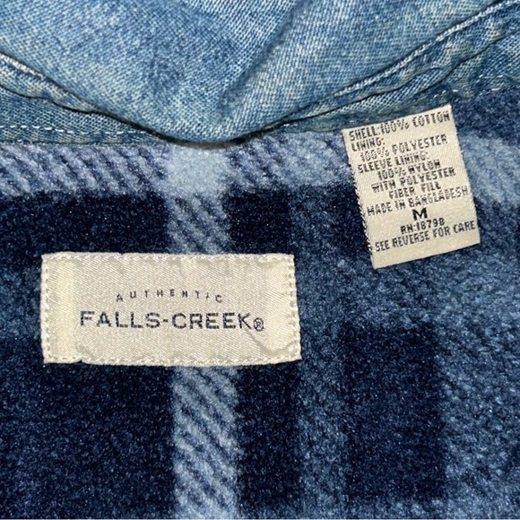 Falls Creek VTG flannel lined Men's Blue Denim Shirt Jacket - Picture 3 of 4